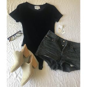 Velvet Short Sleeve Bodysuit - NWT